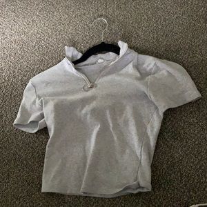 Garage Ribbed Short Sleeve Zipper Polo | Gray